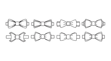 Collection of hand drawn bow tie designs elegant formal accessory sketches for fashion projects vector
