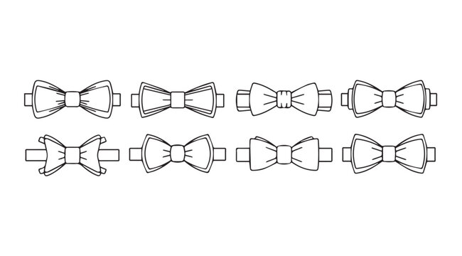 Collection of hand drawn bow tie designs elegant formal accessory sketches for fashion projects vector