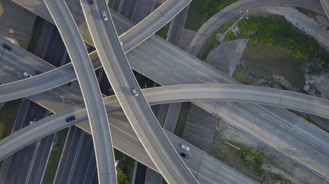 Aerial Drift Over I-35 Stack Interchange Austin Texas