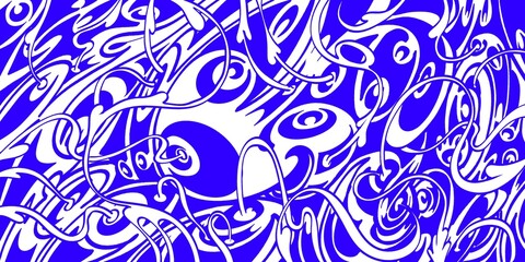 Fototapeta premium Wind blowing hand drawn doodle art with blue lines filling the paper. Creative abstract vector illustration suitable for wallpaper, drawing books, covers. Isolated on white background