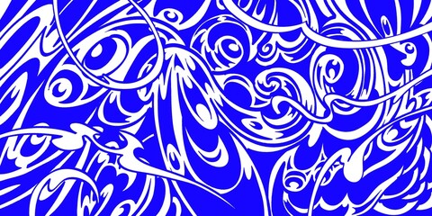 Wind blowing hand drawn doodle art with blue lines filling the paper. Creative abstract vector illustration suitable for wallpaper, drawing books, covers. Isolated on white background