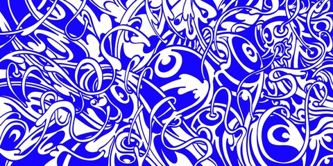 Wind blowing hand drawn doodle art with blue lines filling the paper. Creative abstract vector illustration suitable for wallpaper, drawing books, covers. Isolated on white background