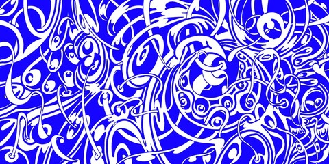 Wind blowing hand drawn doodle art with blue lines filling the paper. Creative abstract vector illustration suitable for wallpaper, drawing books, covers. Isolated on white background