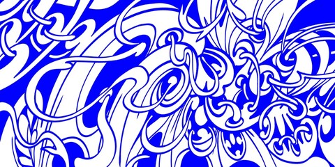 Wind blowing hand drawn doodle art with blue lines filling the paper. Creative abstract vector illustration suitable for wallpaper, drawing books, covers. Isolated on white background