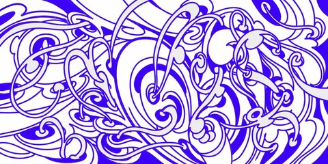 Wind blowing hand drawn doodle art with blue lines filling the paper. Creative abstract vector illustration suitable for wallpaper, drawing books, covers. Isolated on white background