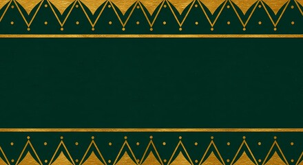 Elegant dark green background with luxurious golden geometric pattern borders