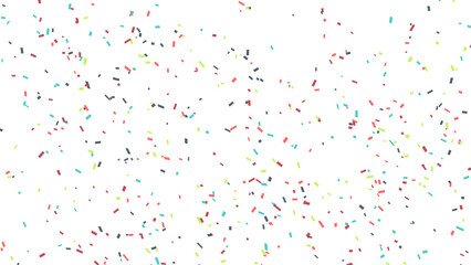Festive confetti falling, creating vibrant celebration against a pristine white backdrop.