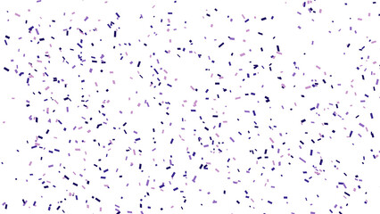 Joyful purple confetti explosion on white background, party celebration concept