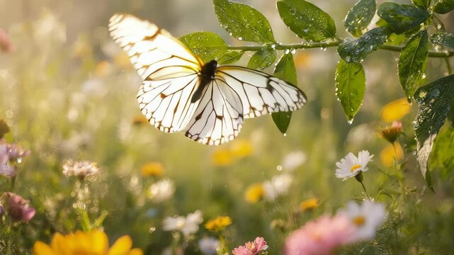 An educational and beautiful time-lapse animation showing the transformation of a caterpillar into a butterfly. Symbolizes nature's cycles, life, and renewal.