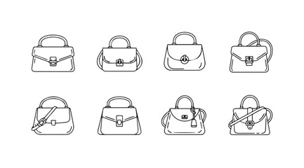 Set of hand-drawn style fashion handbags and purses for women's accessories collection vector