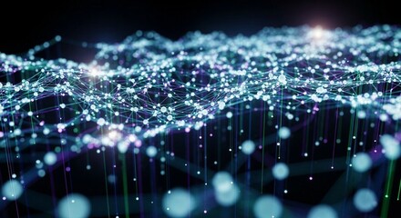 Abstract network connection isolated on black background