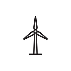 Wind Turbine or Windmill Outline Icon for Renewable Energy

