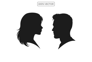Man and woman vector silhouette illustration on transparant background