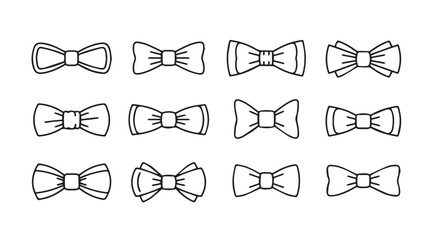 Collection of hand drawn bow tie sketches artistic fashion accessories set vector © Tanvir