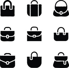 Clean black and white vector illustration of bag icons like.eps