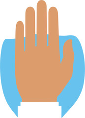 Obraz premium Simple Flat Design Raised Hand with Blue Background Graphic Element