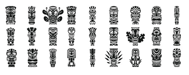 tiki idols icon set simple style © orgu