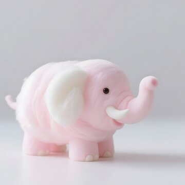 4k high quality Ai generative HD art work photo realistic cotton candy sweet soft adorable fluffy colorful pastel pink elephant cloud toy gajah kapas boneka