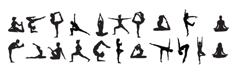 yoga silhouette on white backgruond 
