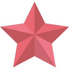 Pink Five Pointed Star With Flat Colorful Design And Subtle Shadows On Transparent Background Isolated.