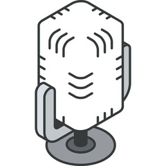 Retro Microphone Icon With A Transparent Background And A Stand In An Isometric Perspective White And Gray