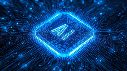 Futuristic AI Microchip Technology Concept Background