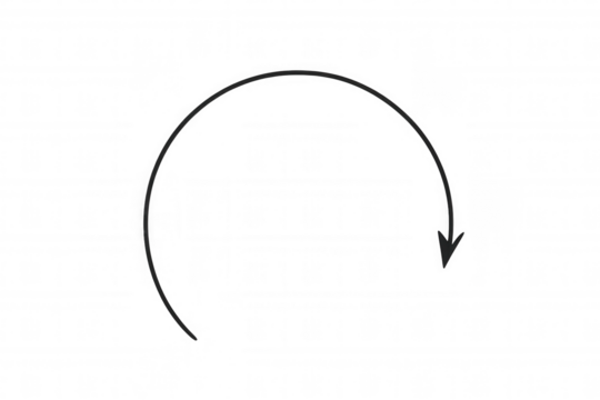 Curved arrow icon indicating rotation, refresh, undo, or a circular direction on transparent background