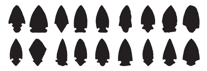 stone arrowhead silhouette white background