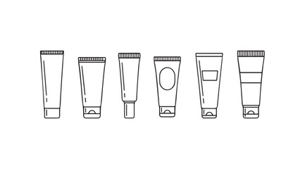 Collection of six different cosmetic cream tubes with caps and labels for beauty products vector