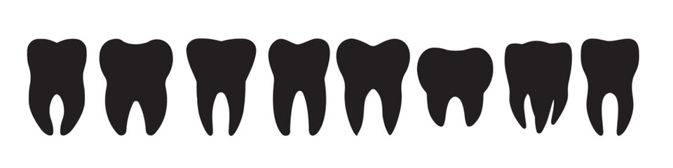  teeth silhouette on white background