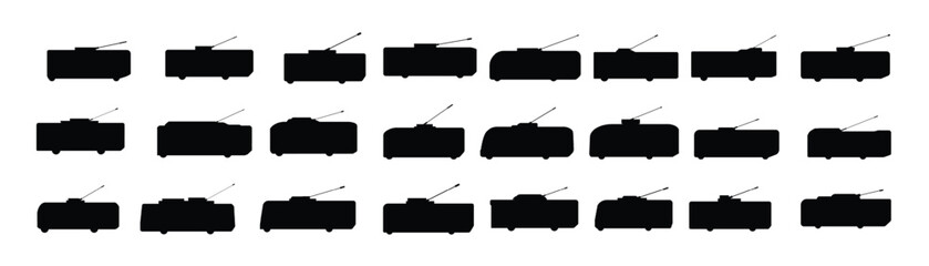  trolleybus icons set cartoon vector car transport