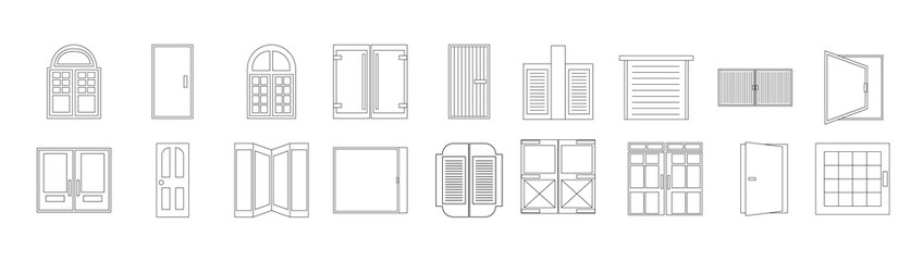 Type of door icon collection