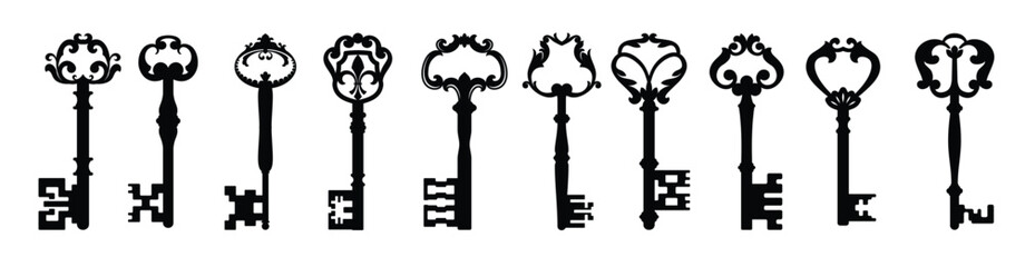 vintage keys silhouettes