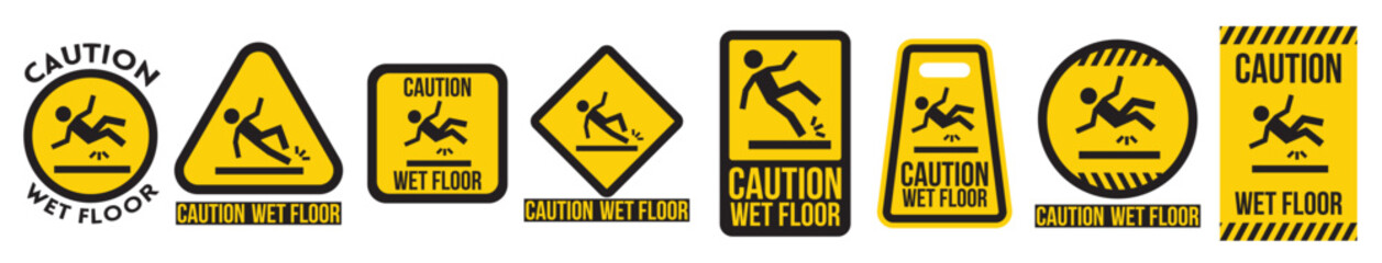 wet floor icons vector.