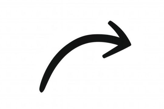 Hand-drawn black curved arrow pointing right, indicating direction, sharing, moving forward, or navigating web ui