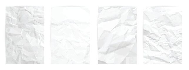 white clean crumpled paper background set of four vertical