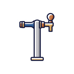 Vintage water pump with handle in simple line art style  