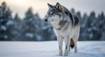 Obraz premium A wolf standing in the snow 
