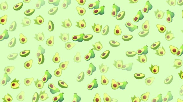 Fresh seamless avocado pattern with green tones and sliced fruits. Perfect for kitchen decor, packaging, textile, wallpaper, and organic lifestyle design projects.