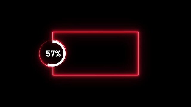 Circular progress bar text percentage from 0 to 68 animation isolated on black background