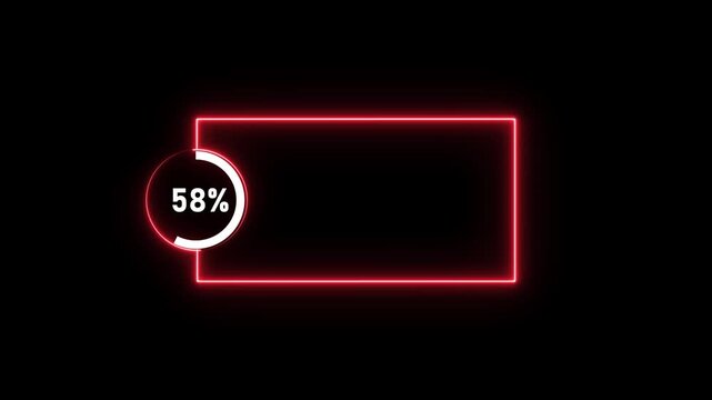 Circular progress bar text percentage from 0 to 69 animation isolated on black background