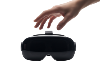 Explore virtual worlds with innovative VR headset and interactive hand motion, unlocking immersive gaming and entertainment experiences, futuristic tech