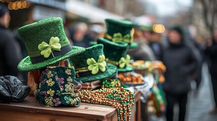 Green Leprechaun Hats and Beads for St Patricks Day