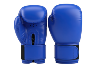 Blue boxing gloves equipment sport isolated on transparent background