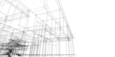 Obraz premium House building sketch architectural 3d illustration