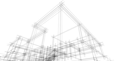 House building sketch architectural 3d illustration