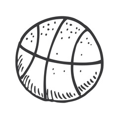 Simple Hand Drawn Black And White Basketball Icon With Transparent Background Sketch Style Vector Illustration