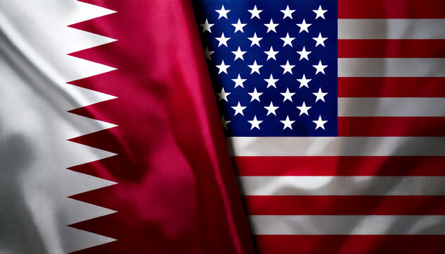 アメリカの国旗とカタールの国旗(USA Flag &Qatar flag.)
