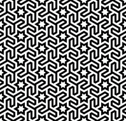 Seamless Black and White Islamic Geometric Star Pattern