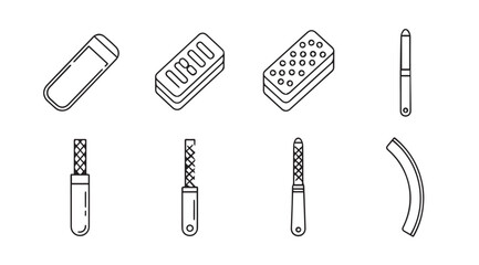 Set of hand drawn kitchen gadgets and utensils in outline style for culinary design vector